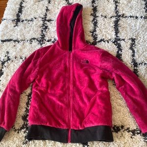 The North Face fleece jacket reversible pink/black size 10/12 Medium